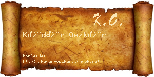 Kádár Oszkár névjegykártya